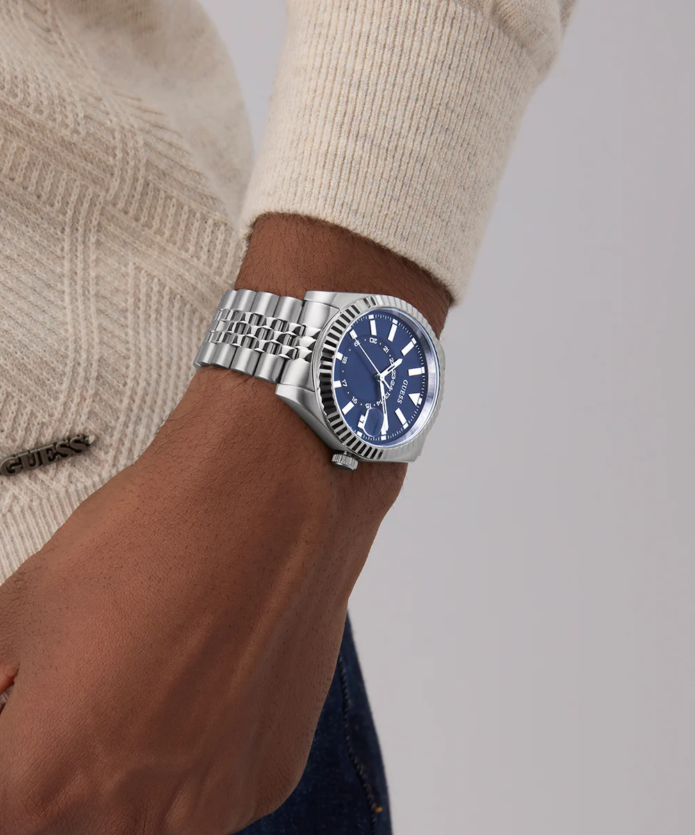 GUESS Mens Jaden Silver Tone Multi-function Date Watch