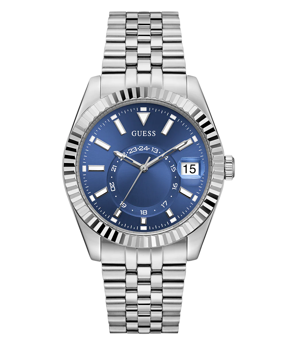 GUESS Mens Jaden Silver Tone Multi-function Date Watch