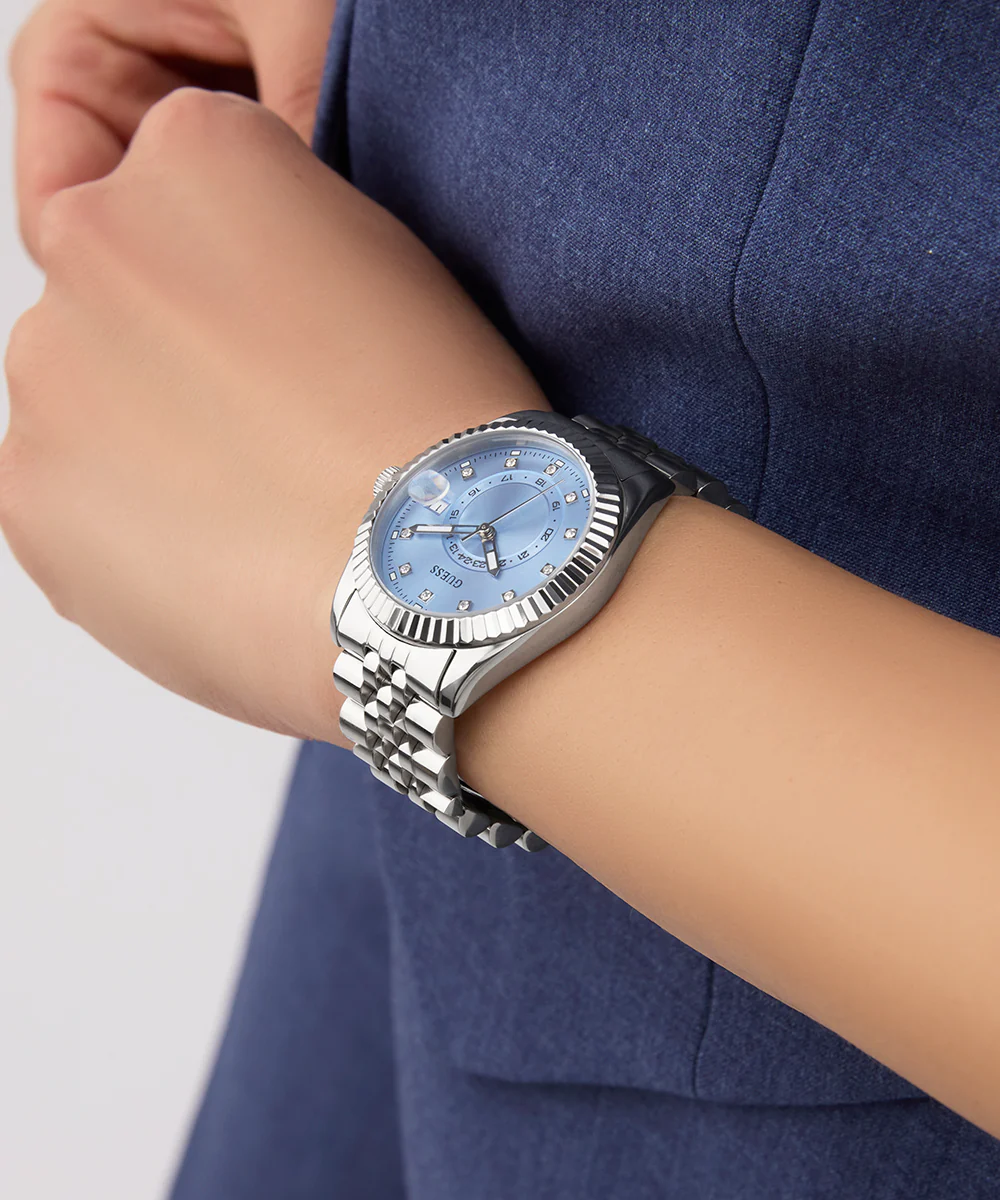 GUESS Ladies Jada Silver Tone Multi-function Date Watch