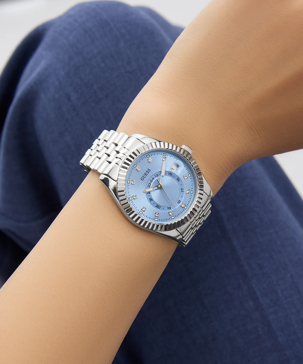 GUESS Ladies Jada Silver Tone Multi-function Date Watch