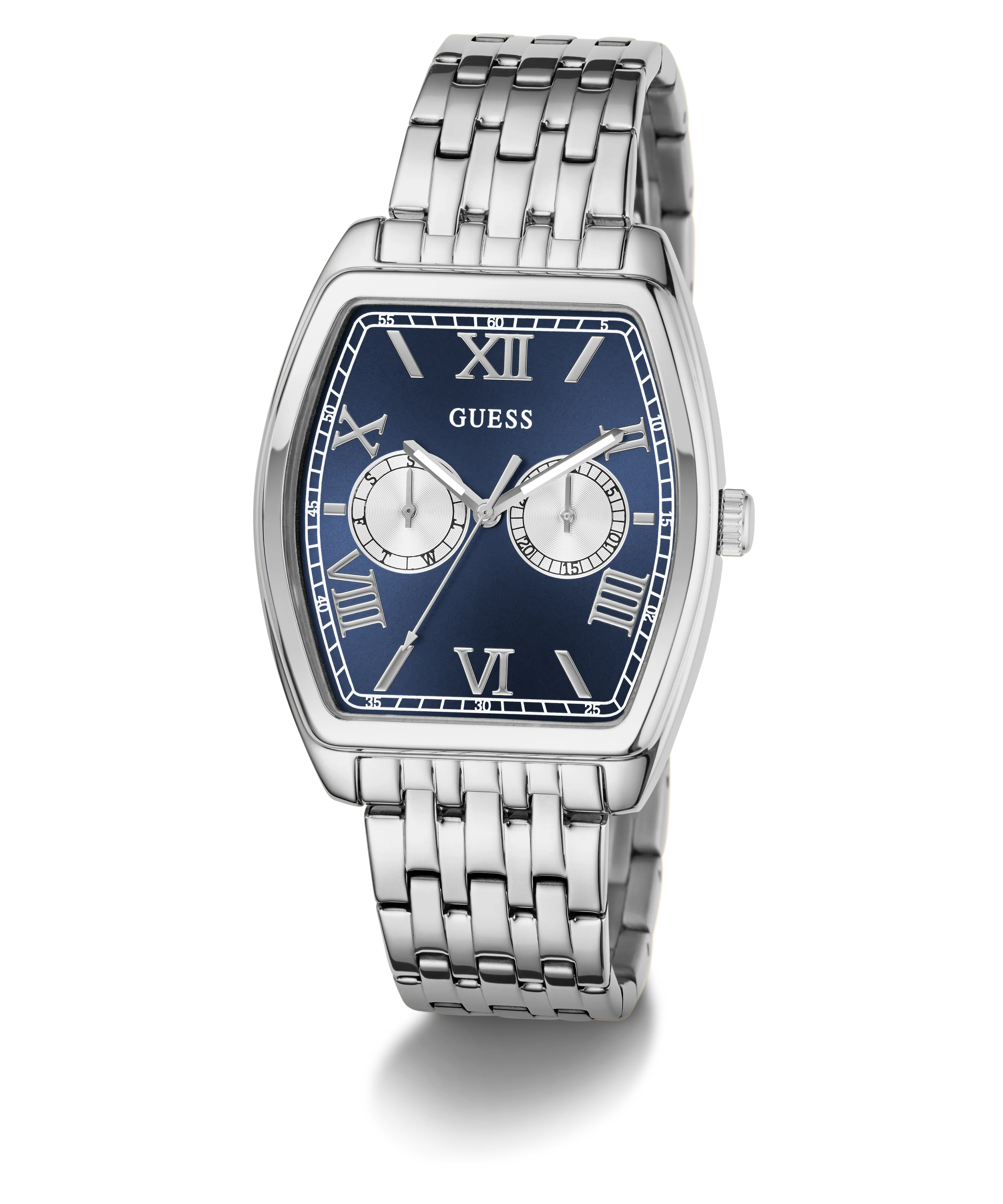 GUESS Mens Silver Tone Multi-function Watch