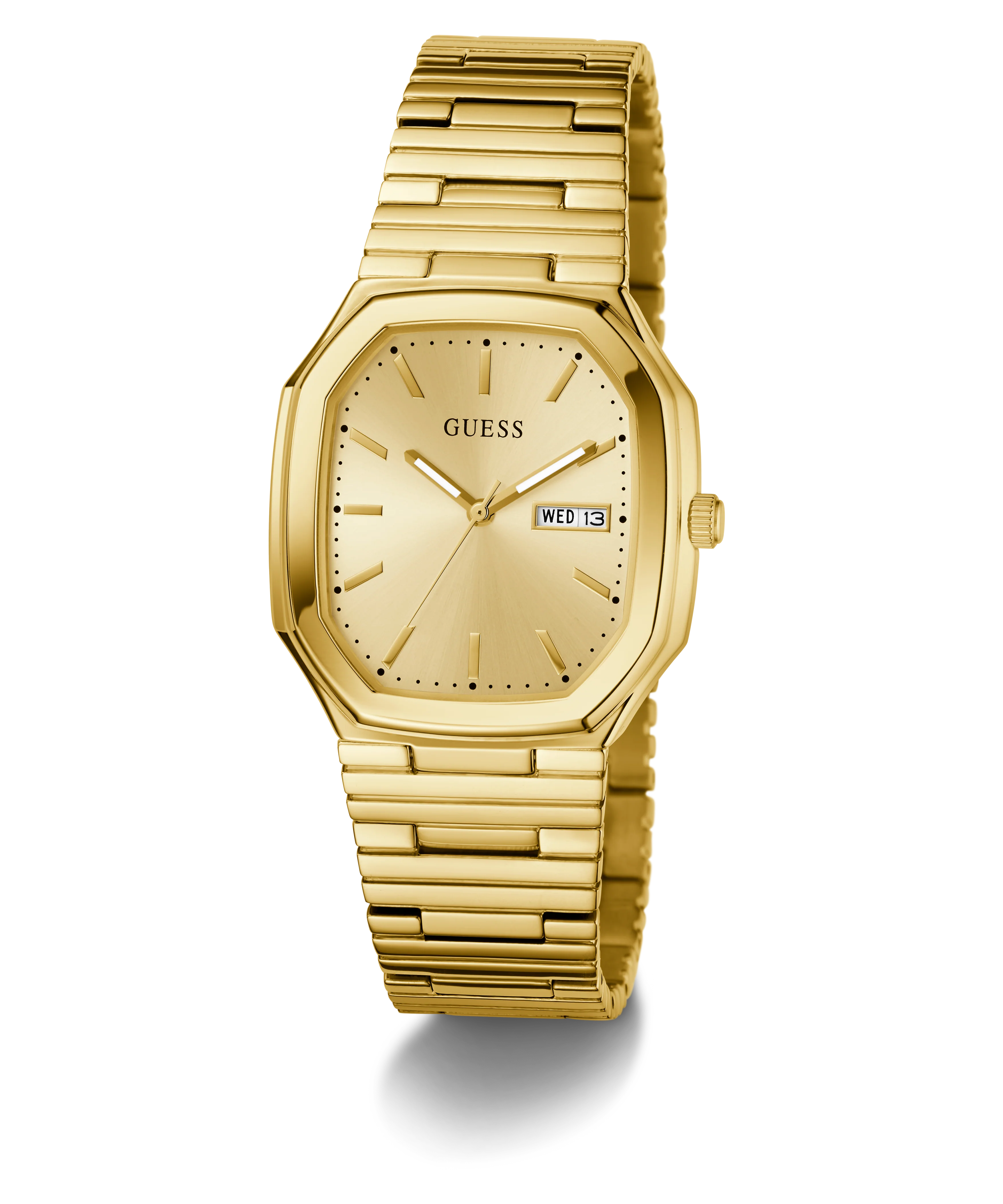 GUESS Mens Gold Tone Date Watch