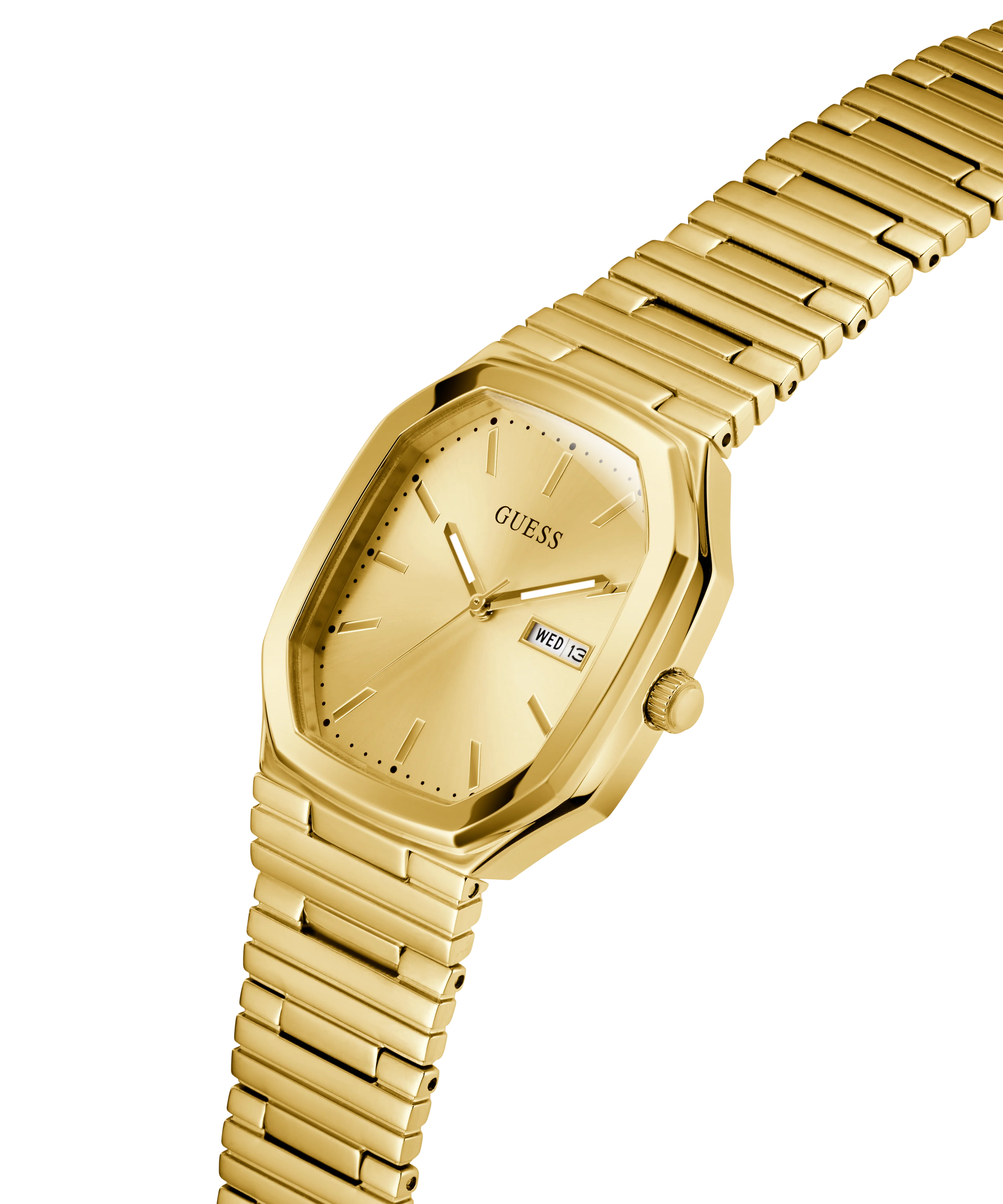 GUESS Mens Gold Tone Date Watch