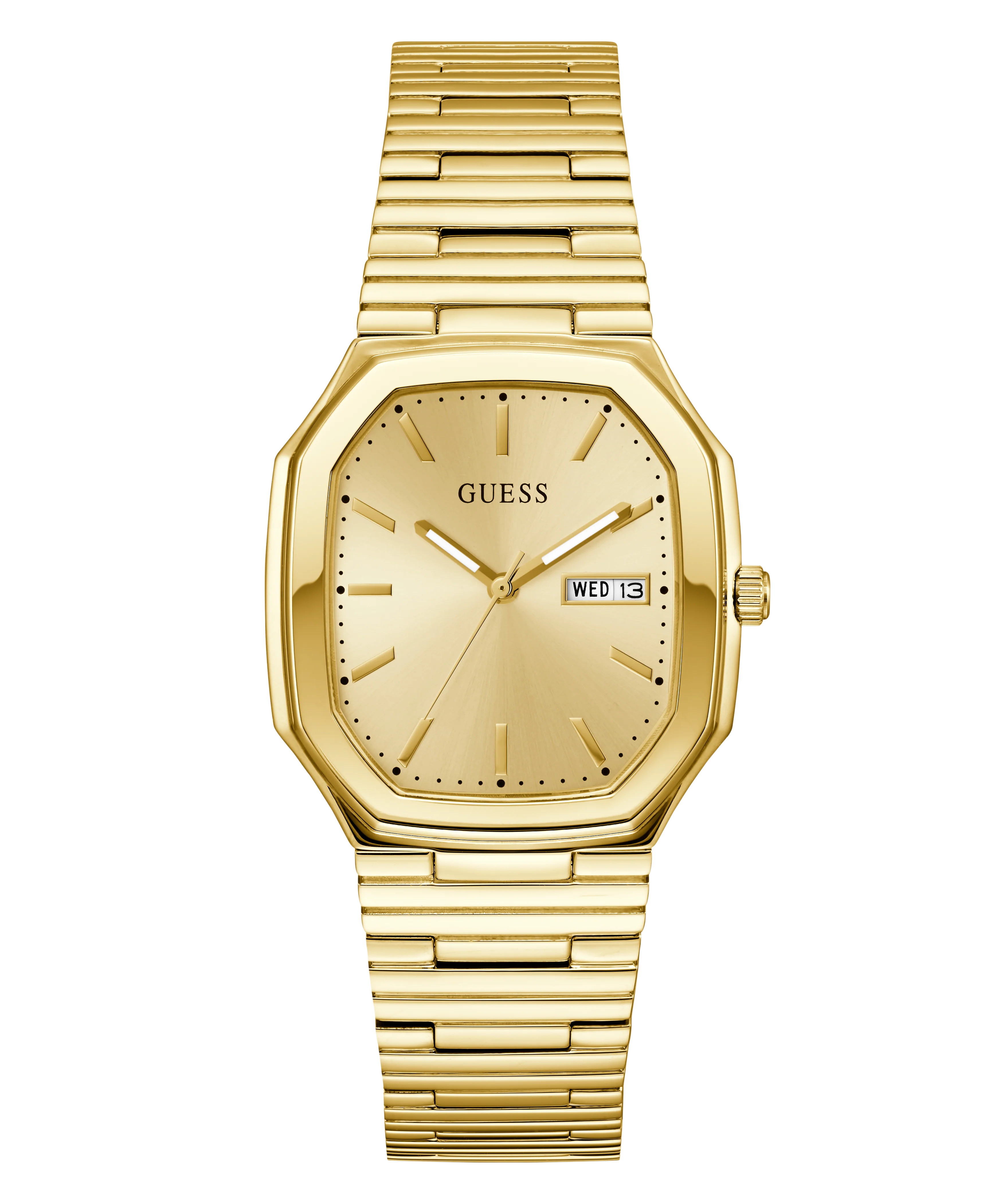 GUESS Mens Gold Tone Date Watch