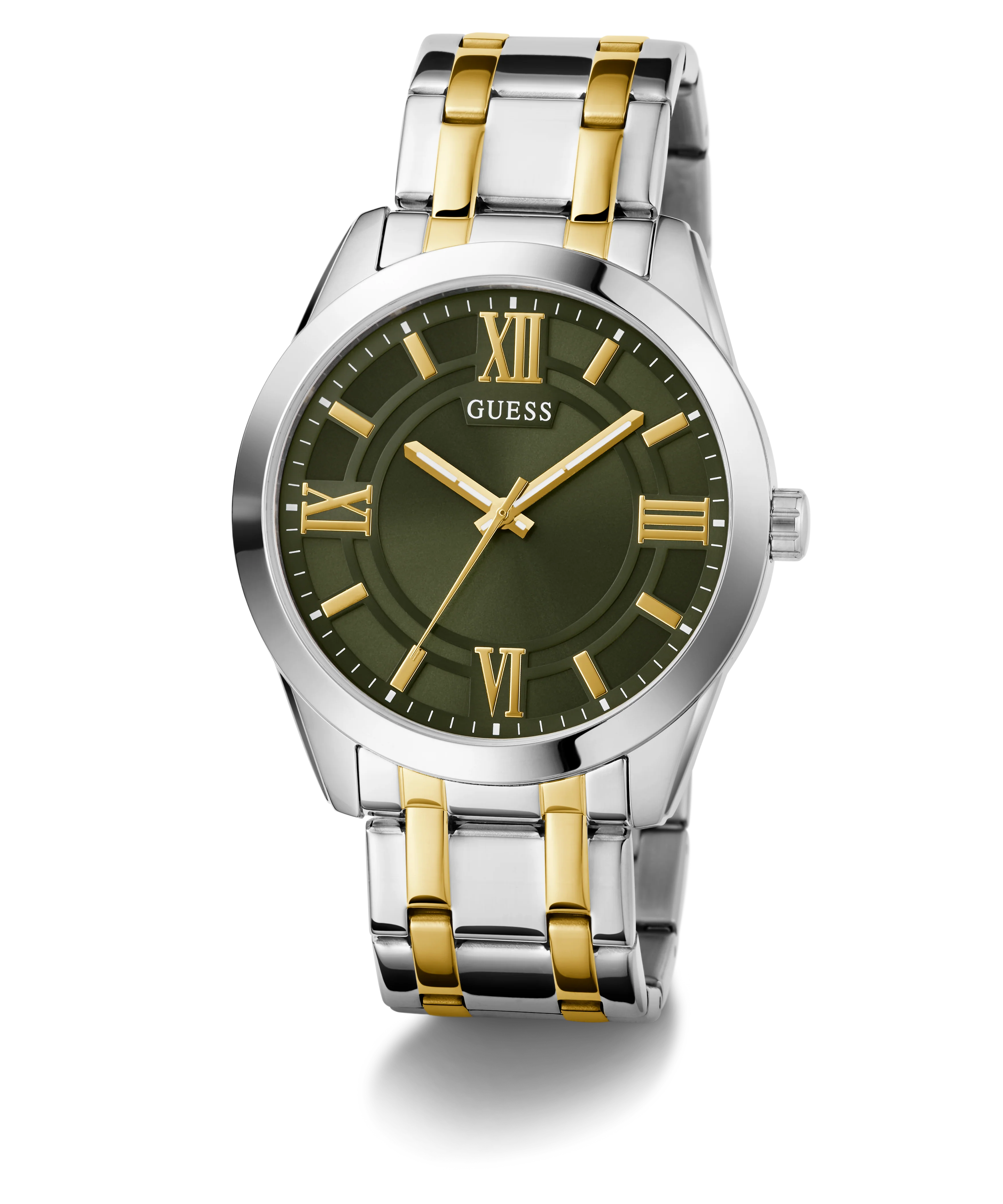 GUESS Mens 2-Tone Silver Tone Analog Watch