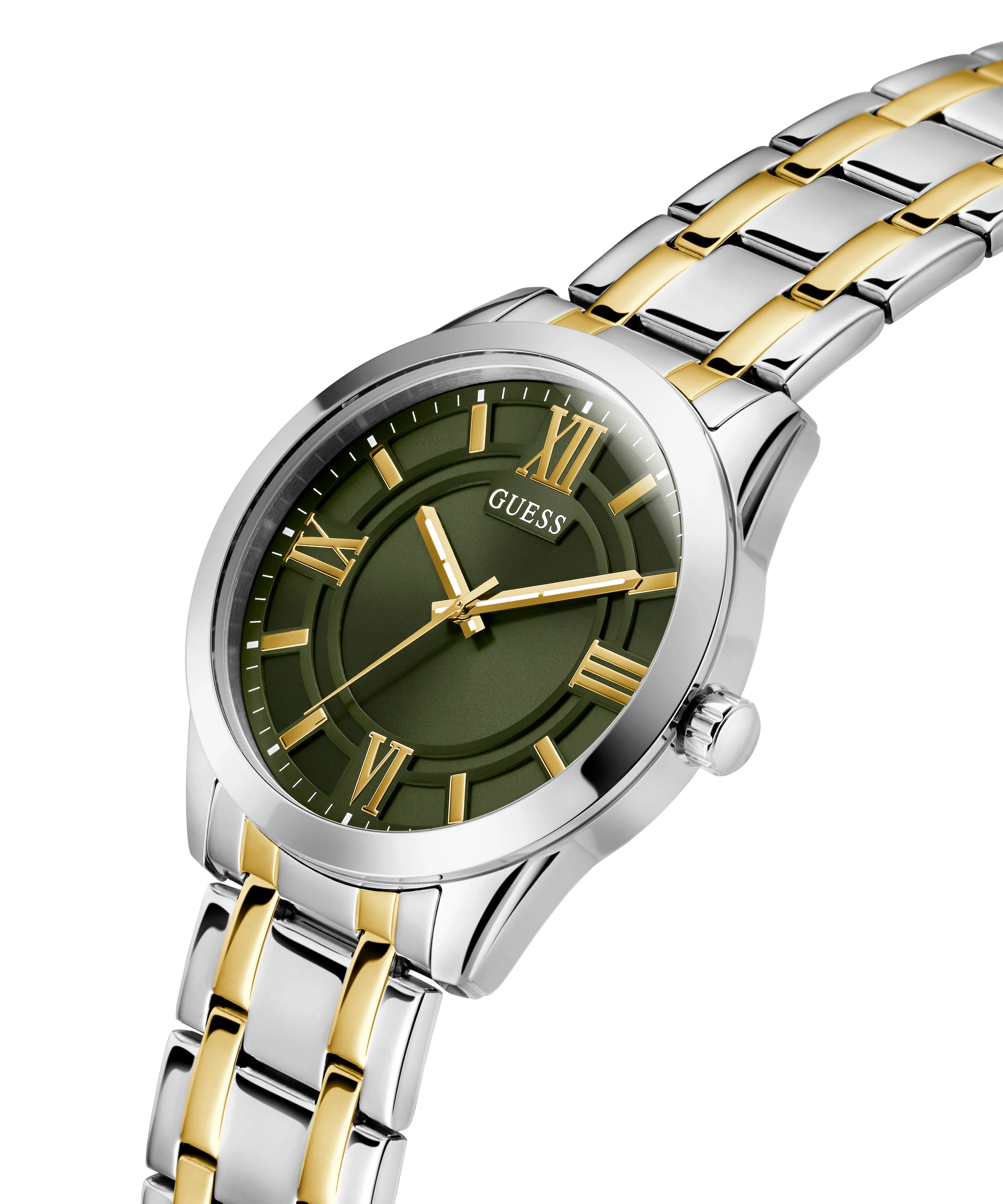 GUESS Mens 2-Tone Silver Tone Analog Watch