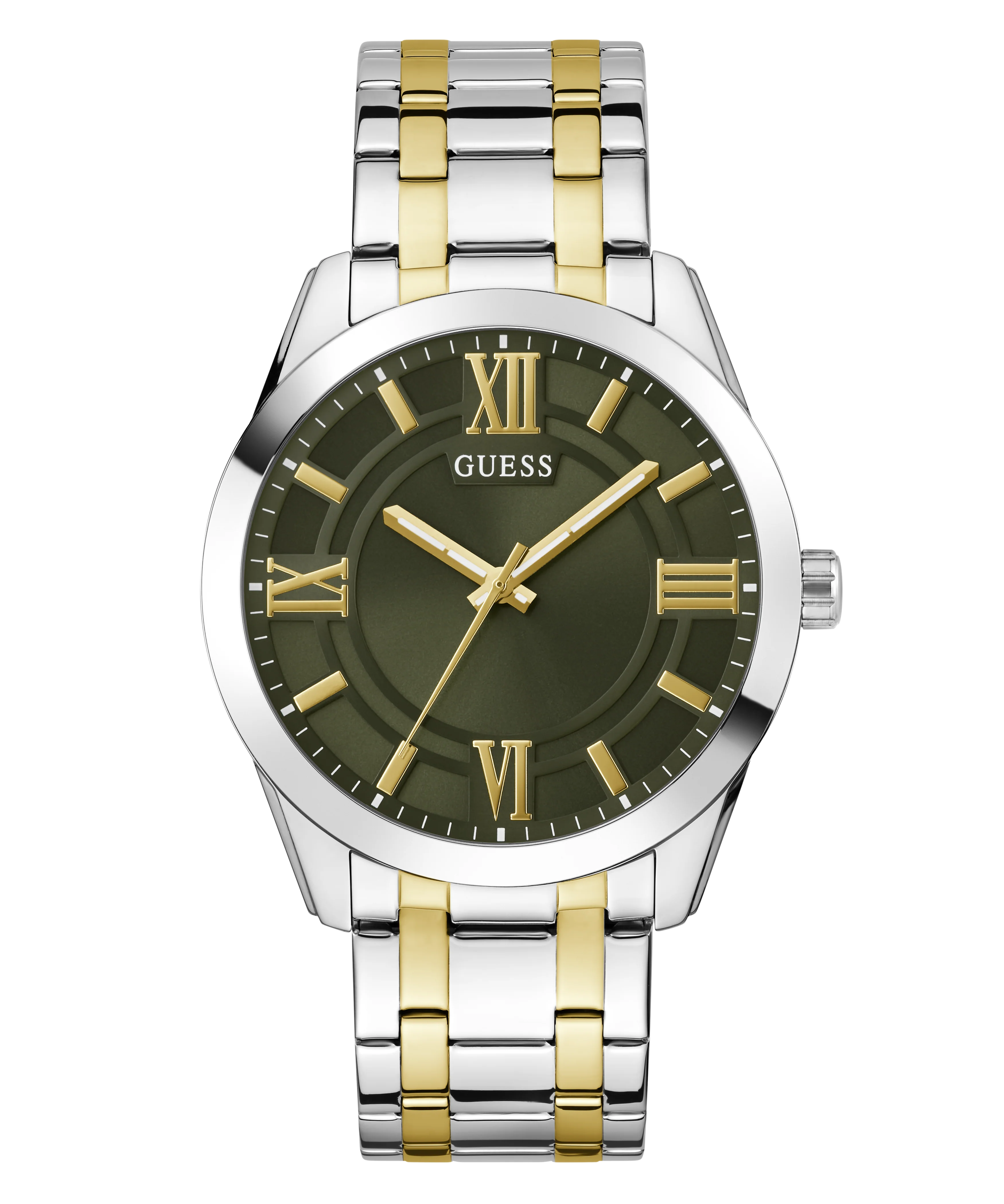 GUESS Mens 2-Tone Silver Tone Analog Watch