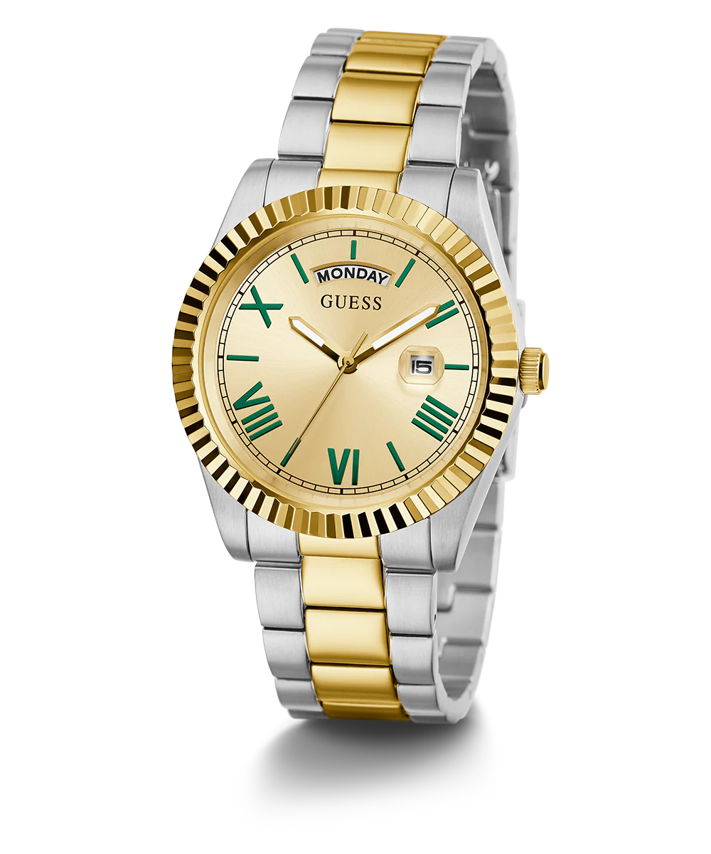 GUESS Mens 2-Tone Day/Date Watch